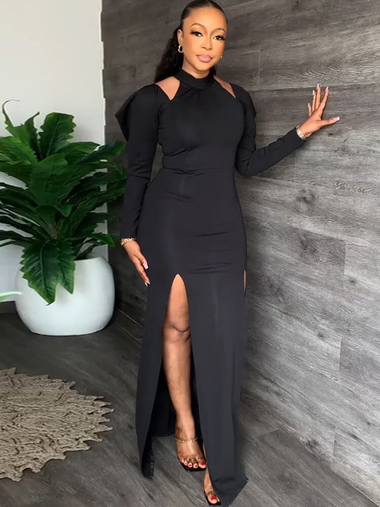 Long Sleeve Off Shoulder Maxi Dress