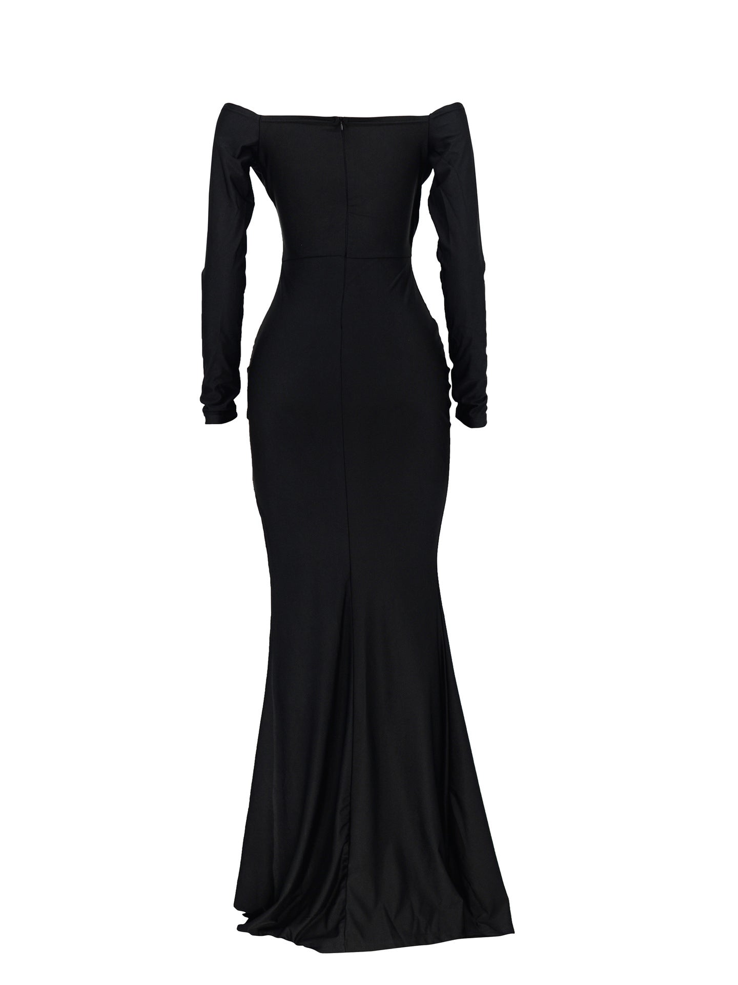 Long Sleeve Off Shoulder Split Maxi Dress